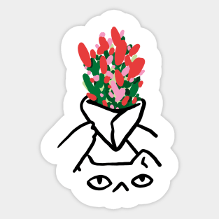 A cat with flowers Sticker